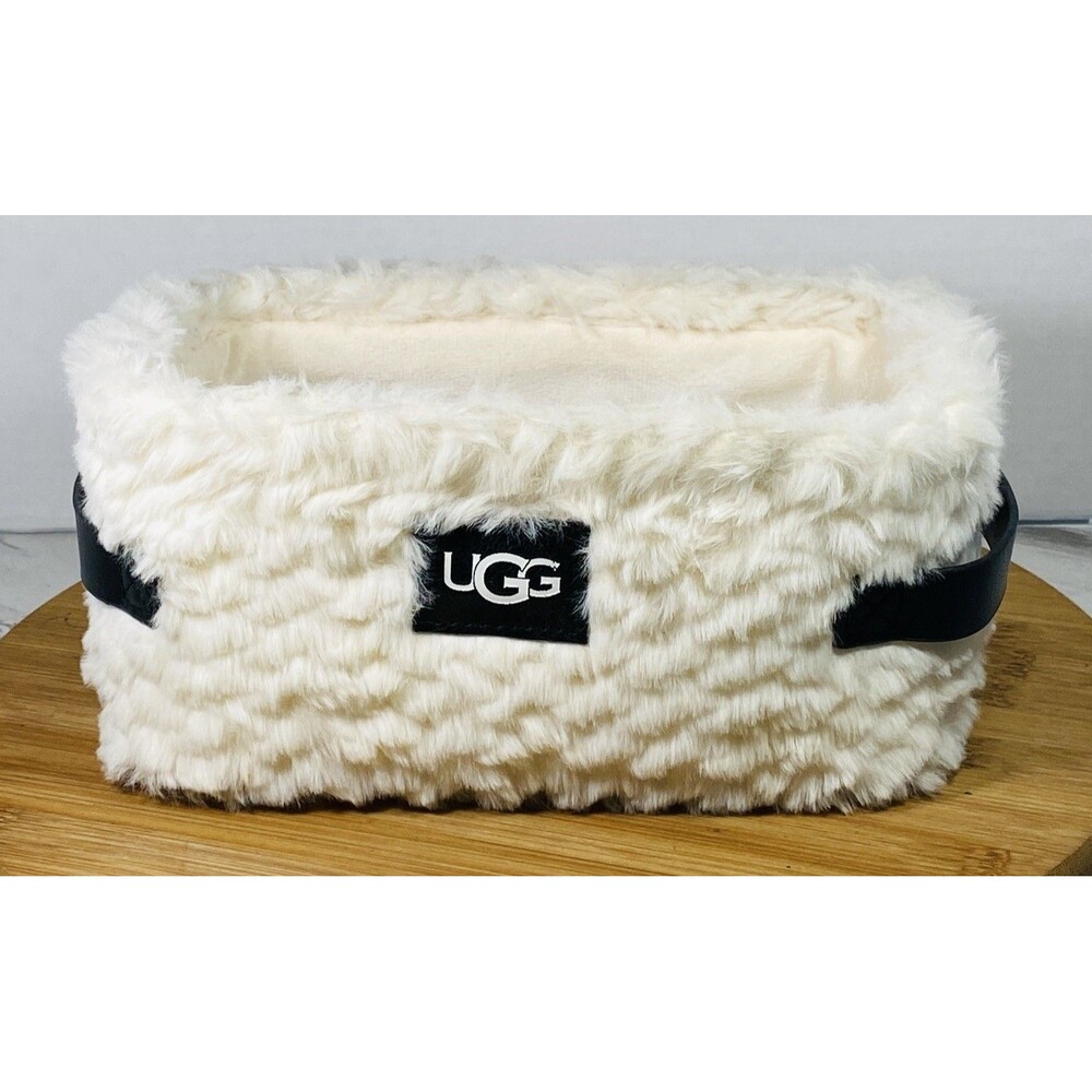 UGG faux-fur storage basket features a plush sherpa texture with Handles 9”x6”x4